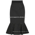 New Fashion Schwarz Rüschen Polka Baumwolle Sommer Mini Täglichen Rock DEM / DOM Herstellung Großhandel Mode Frauen Bekleidung (TA5021S)